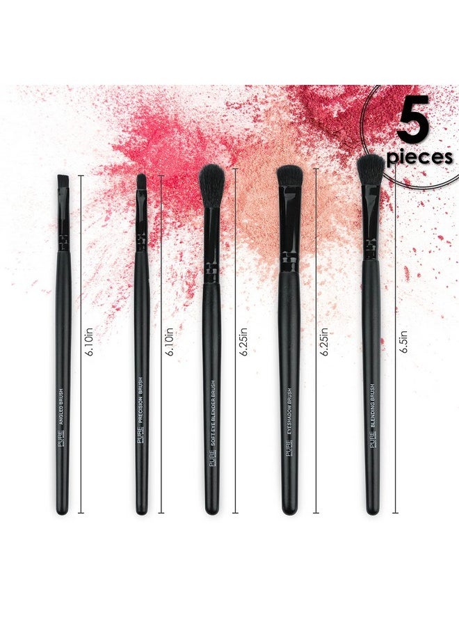 Pure Beauty Works - Eye Am Beautiful 5Pc Eye Brush Kit Premium Synthetic Bristles Blending Brush Eyeshadow Brush Precision Brush Soft Blending Brush Angled Brush Makeup Brush Set - Image 1