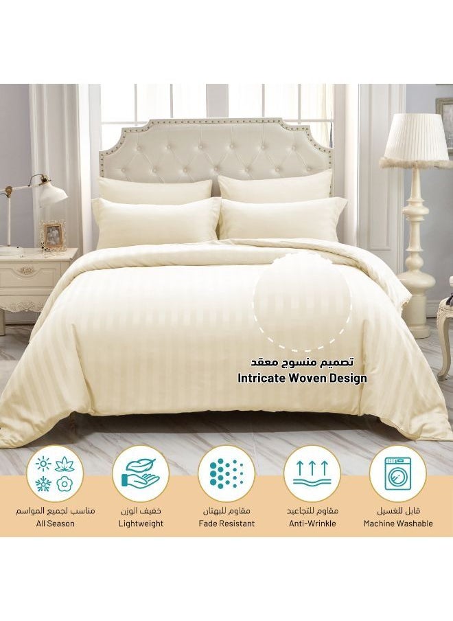 Donetella Hotel Style Premium Package 7 Pcs Duvet Set Cream , Duvet Insert ,Mattress Topper,4 Pillows King  - Image 3