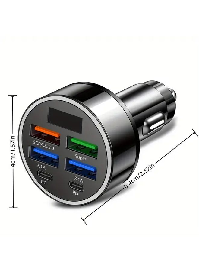 G40 Fast Car Charger Adapter Six In One Dual Type C Digital Display Quick Charging - Image 2