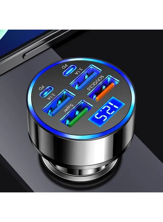 G40 Fast Car Charger Adapter Six In One Dual Type C Digital Display Quick Charging - Image 1
