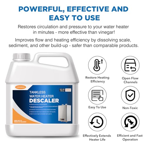 LIIZOUSUDA Tankless Water Heater Descaler, Highly Effective Descaler Restores Heating Efficiency - for Tankless Water Heater Systems, Restores Heating Efficiency, Easy to Use, Quart, 32 fl oz - Image 2