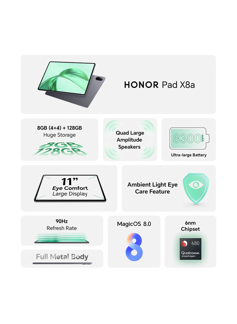 Honor Pad X8a 11-Inch Space Grey 4GB RAM 128GB Wi-Fi With Free Flip Cover - Middle East Version - Image 4