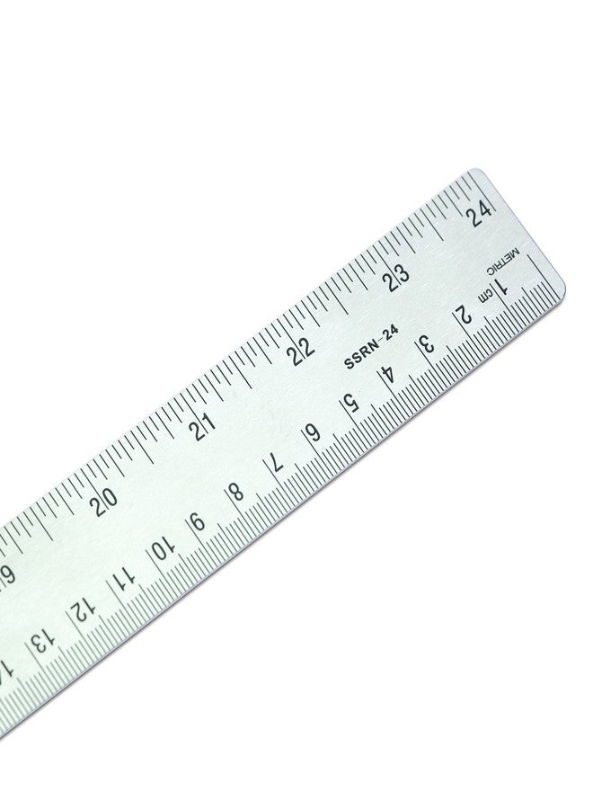 VINCA SSRN-24 Stainless Steel Office Drawing Ruler 0-24 Inch 0-60cm with Non Slip Cork Base Measuring Tool - Image 3