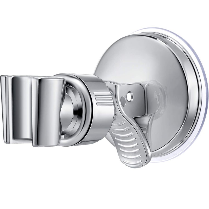 Zhehao Adjustable Shower Head Holder, Removable Suction Cup Shower Head Holder, No Drill Wall Mounted Suction Bracket with Chrome Polished for Marble Glass Metal Ceramic(1,Silver Wrench) - Image 1