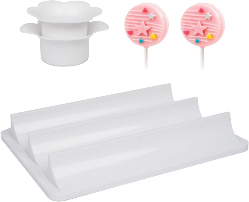RAWILL Cake Pop Mold with Tray,ABS Circle Cake Pop Cutter and Pusher-Non-3D Printed,High-Capacity Dual-Cavity Tray for Parties, Wedding,Home Desserts Making - Image 1