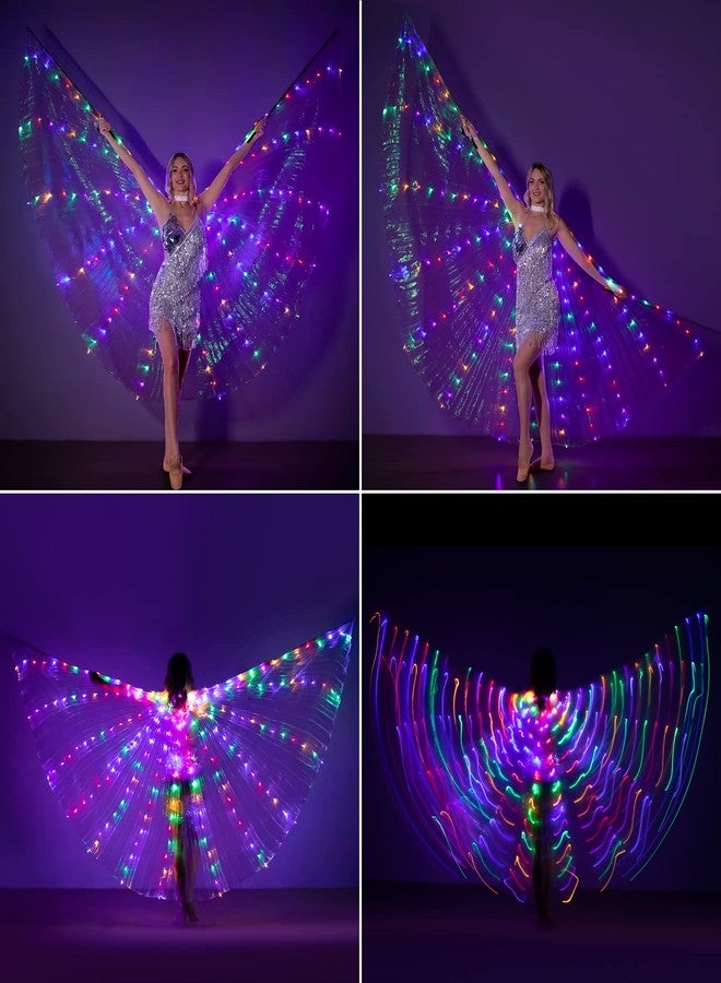 iMucci LED Lights Belly Dance Wing Wings with Sticks for Adults and Child (40inch for Kids, Transparent Wings Multicolor Lights) - Image 5