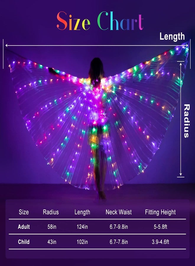 iMucci LED Lights Belly Dance Wing Wings with Sticks for Adults and Child (40inch for Kids, Transparent Wings Multicolor Lights) - Image 2