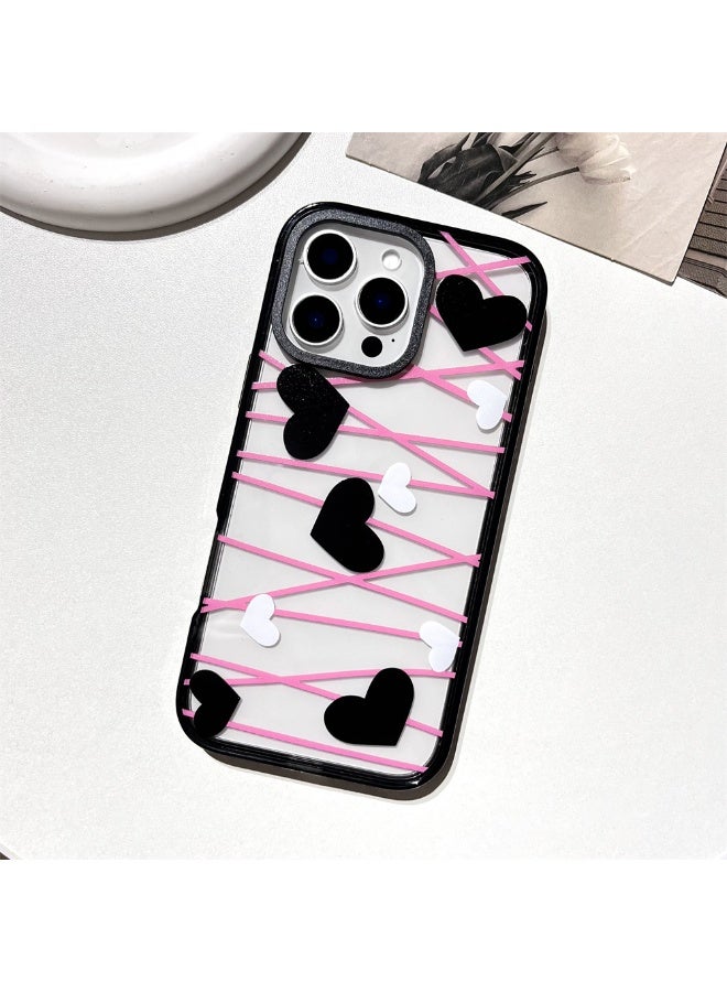 NIBEMINENT Geometric Love Protective TPU Case Cover For iPhone 15 Pro Clear - Image 1