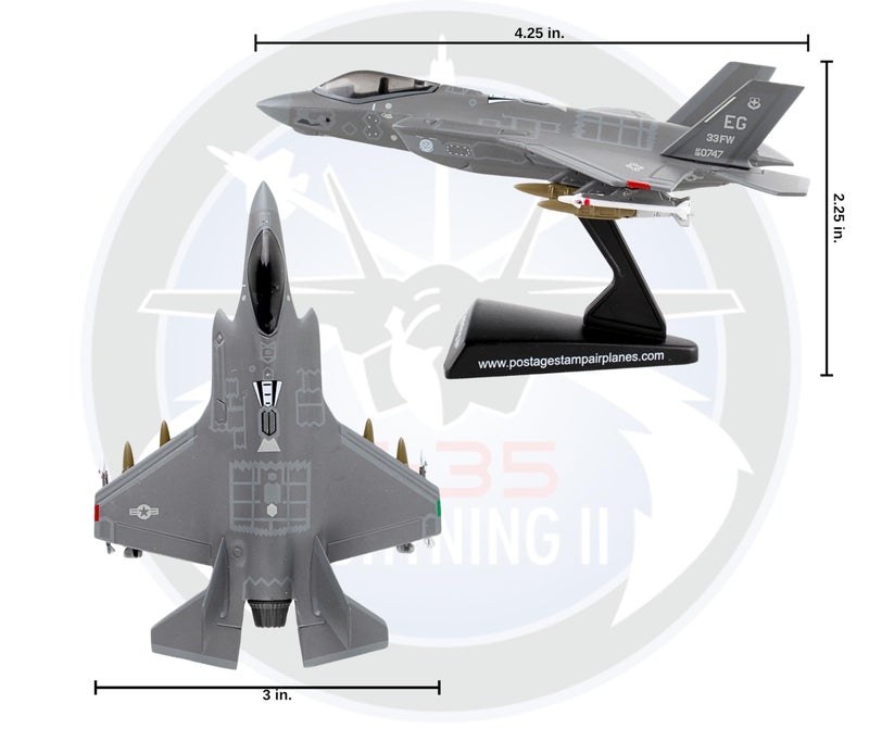 Daron F-35Â® Lightning IIÂ® USAF AF08-0747 Die-Cast Model â€“ 1:144 Scale Stealth Multi-Role Fighter Replica with Display Stand, Highly Detailed, 4.1â€ Length x 2.8â€ Wingspan, Adult Collectible Ages 14+ - Image 2