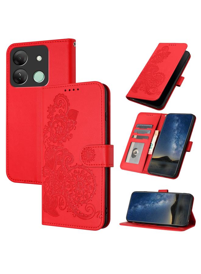 اس-توب جراب لهاتف Infinix Smart 7 HD مصنوع من الجلد المنقوش بزهرة الداتورة - Image 1