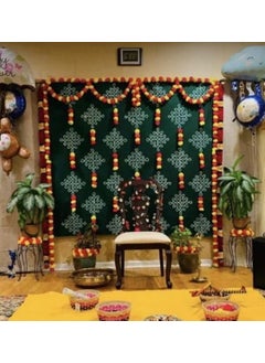 SP SELLPLUS Sellplus Backdrop Setup for Mehndi haldi Marrige Pooja ganpati Home Decoration Combo of Marigold Strings Set 4 