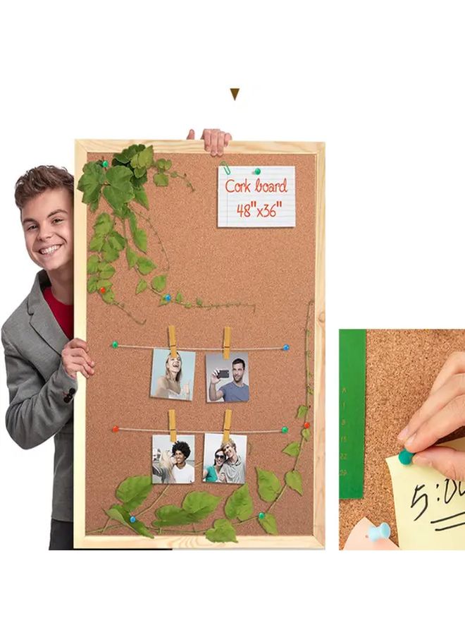 15.75x23.62 Inch Wooden Framed Cork Board Double Sided Office Wall Organizer - Image 4