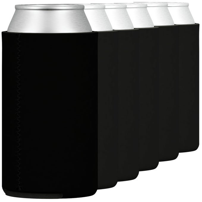 TAHOEBAY 16OZ CAN SLEEVES 6PACK NEOPRENE BEER COOLIES BLANK TALL ENERGY DRINK COOLERS COMPATIBLE WITH 16 OUNCE CANS BLACK