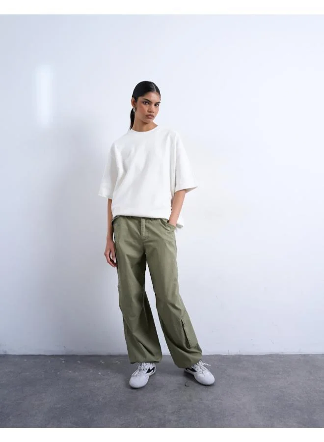 توب شوب بنطلون كارغو كاجوال منسوج