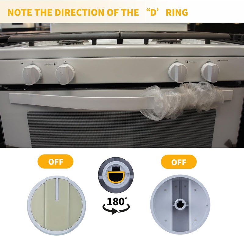 Allstare مقبض محسن للموقد W10339443 لقطع غيار مواقد الغاز من Whirlpool، مقبض الفرن WFG505M0BS0، WFG505M0BS3، WFG320M0BW0، WPW10339443، لون أبيض، للتحكم في موقد الغاز من Whirlpool، 1 قطعة. - Image 4