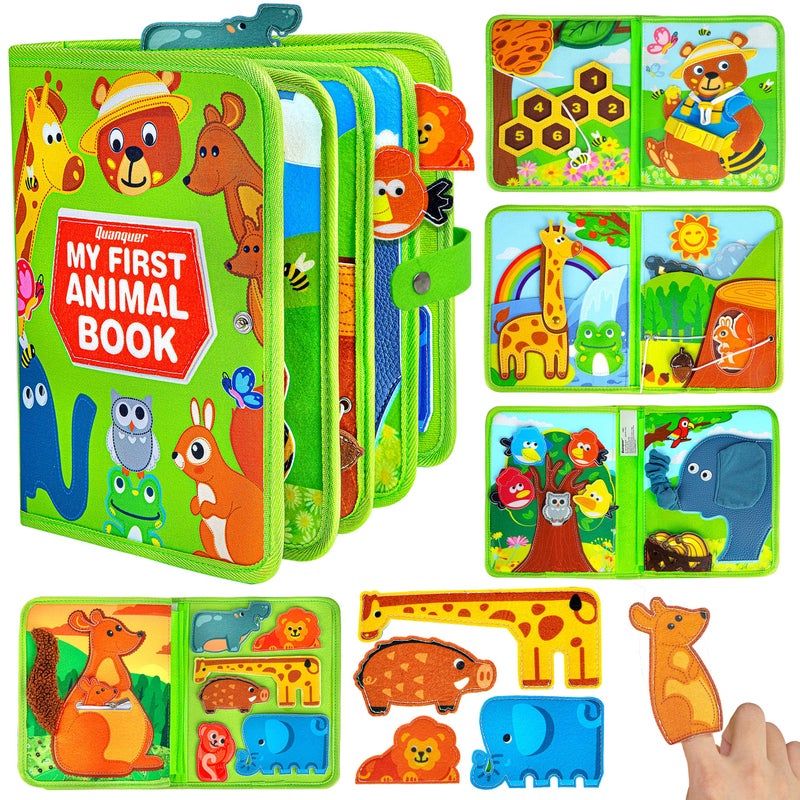 Quanquer Animal Busy Book for Toddlers 13 Montessori Toys for 1 Year Old Boys and Girls Educational Travel Toy for Airplane Car Christmas Birthday Gifts for Toddlers - Image 2