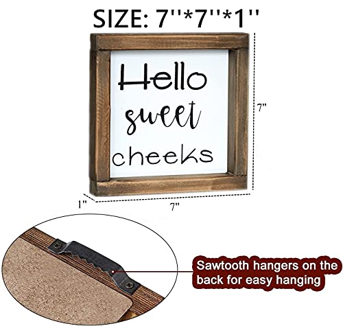 Lavender Inspired Hello Sweet Cheeks Rustic Bathroom Sign- Funny Bathroom Wall Decor-Farmhouse Shelf Sitter Signs-Guest Bath-Powder Room Decor-Housewarming Gifts 7x7 - Image 5