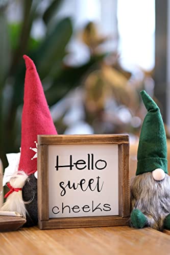 Lavender Inspired Hello Sweet Cheeks Rustic Bathroom Sign- Funny Bathroom Wall Decor-Farmhouse Shelf Sitter Signs-Guest Bath-Powder Room Decor-Housewarming Gifts 7x7 - Image 4