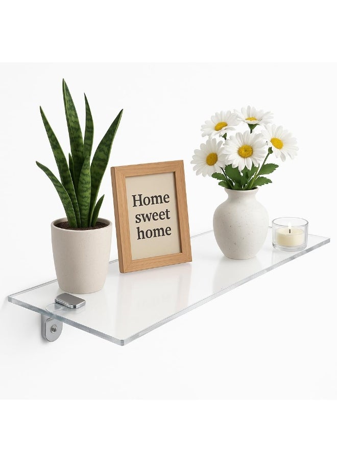 Horoof Home Horoof Home® Clear Acrylic Wall Mounted Shelf – 40x10 cm, 5mm Thick, Modern Floating Display for Bathroom, Kitchen & Office, SL373  - Image 3