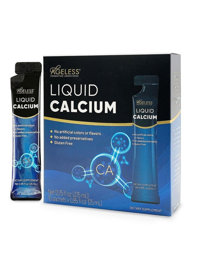 Ageless Foundation Laboratories Ageless Liquid Calcium for Adults with Sea Bass Extract and Vitamin D8 - High Absorption Bone Strength Supplements, Natural Flavor, Gluten-Free - 25 ml (15 Count)  - Image 1