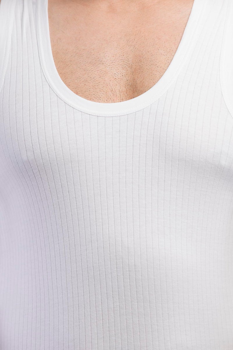 VIP® Linear Men's Regular Fit 100% Cotton Rib Vest - White (Pack of 6, Small/80 CM) - Image 5