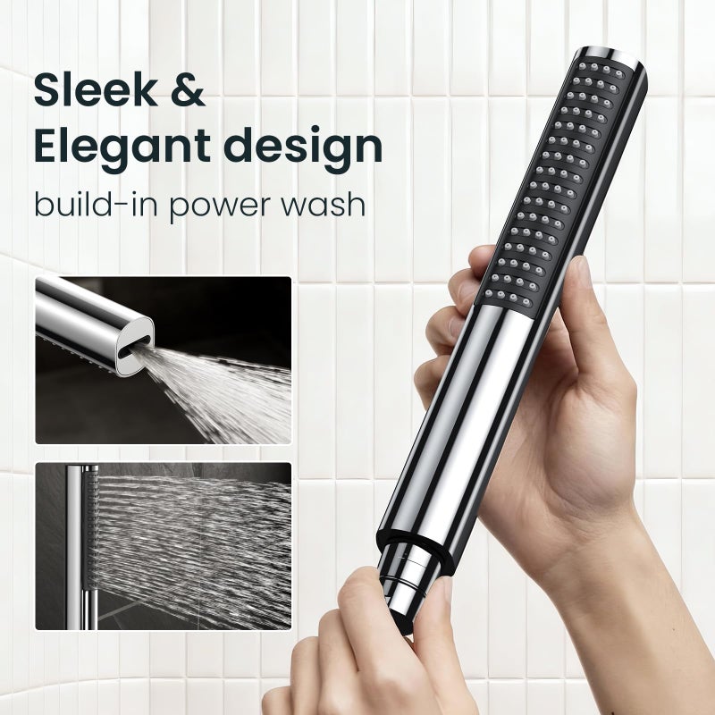 Veken 10" Luxurious Rain Shower Head with Handheld, High Pressure Rainfall Shower Heads wih Extension Arm, Wide Dual Showerhead with Spray Combo, Bathroom Accessories, Chrome, Silver - Image 5