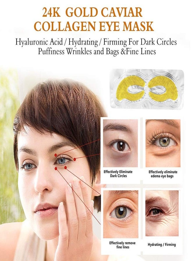 EVVIX Gold Around Eye Gel Mask Reduce Wrinkles Puffiness Hydrolyzed Collagen Moisturize Lift Korean Anti-Aging Eye Patches, Korean Patches for Dark Circles, Hydrates & Repairs (Gold Pack Of 10) - Image 2
