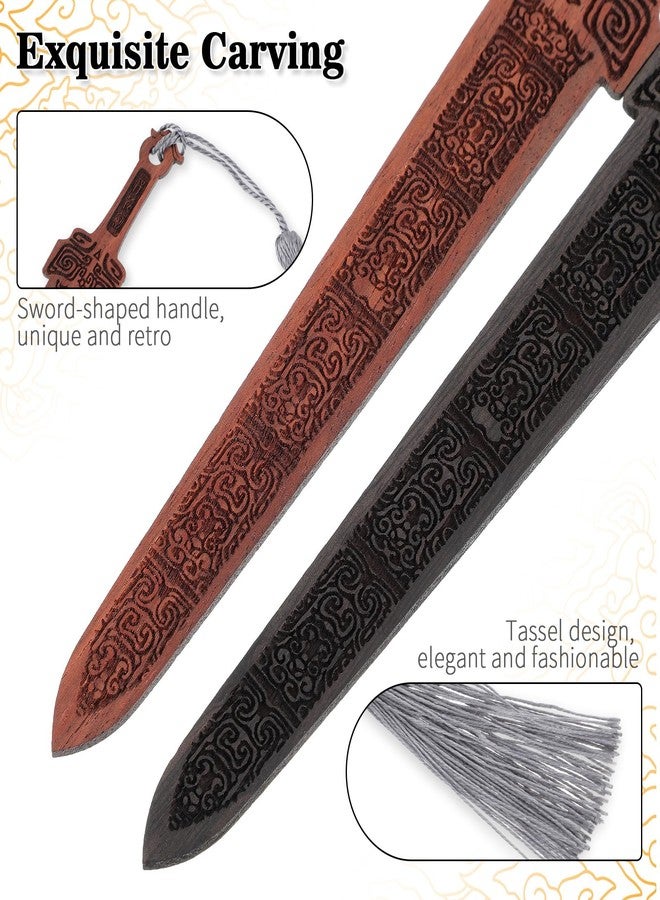 Molain 2PCS Sword Shaped Wooden Bookmarks, Creative Vintage Wood Bookmark, Handmade Wood Book Mark Reading Page Markers Woods Book Marks for Men Crafting Books Lovers - Image 5
