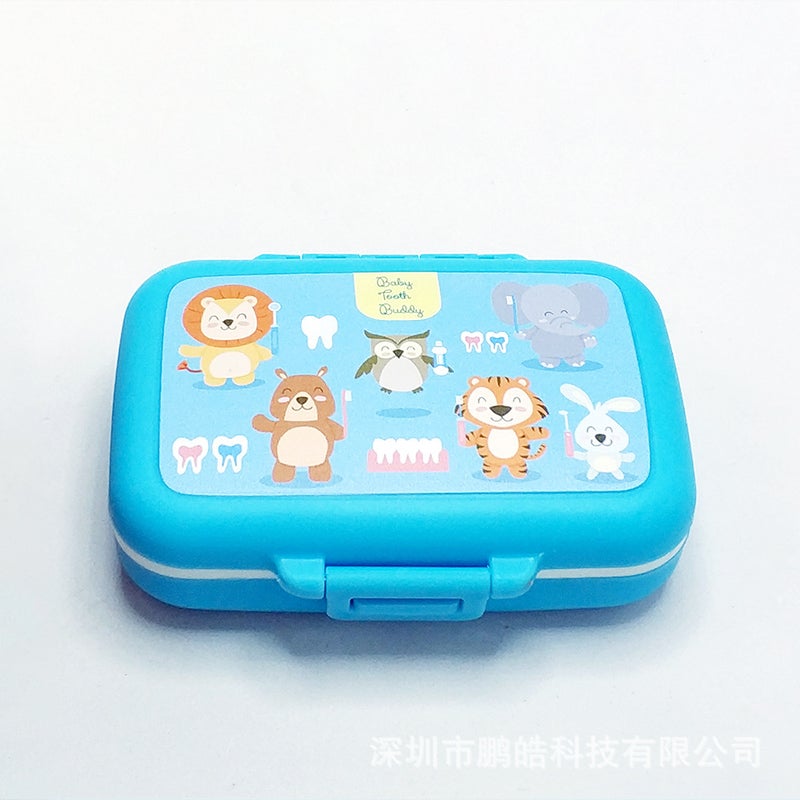 Baby Tooth Box Baby Lanugo Collection Commemorative Blue Plastic Male And Female Kidsren Tooth House Preservation Gift Domestic Chinese - Image 1