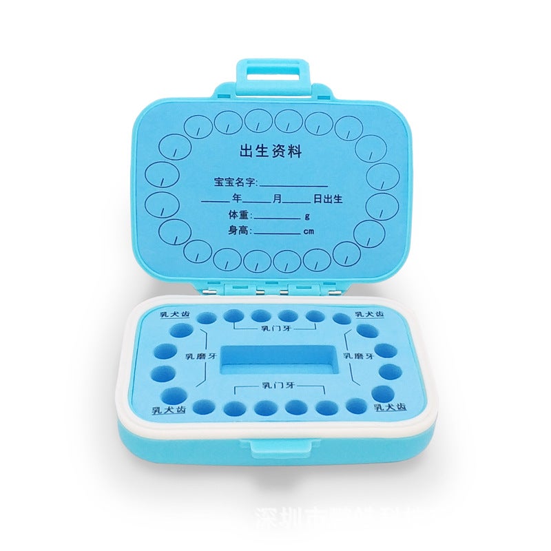 Baby Tooth Box Baby Lanugo Collection Commemorative Blue Plastic Male And Female Kidsren Tooth House Preservation Gift Domestic Chinese - Image 4