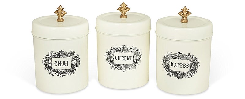 Elan Bergen Cheeni Stainless Steel Food Storage Canister Cookies Box Kitchen Staples Jar Round Grocery Container Dabba (Ivory) - Image 5