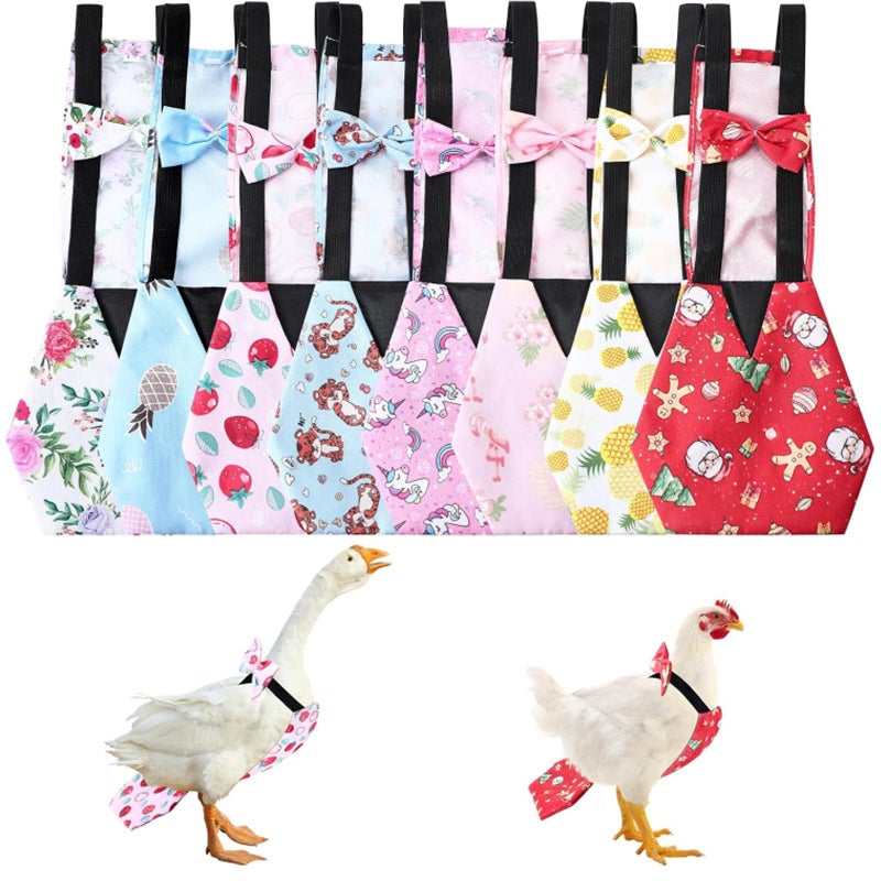 SilTriangle 8 Pcs Chicken Diapers Bird Diaper Reusable Duck Diapers Waterproof and Adjustable Chicken Accessories Poultry(L) - Image 1