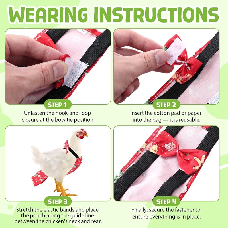 SilTriangle 8 Pcs Chicken Diapers Bird Diaper Reusable Duck Diapers Waterproof and Adjustable Chicken Accessories Poultry(L) - Image 4