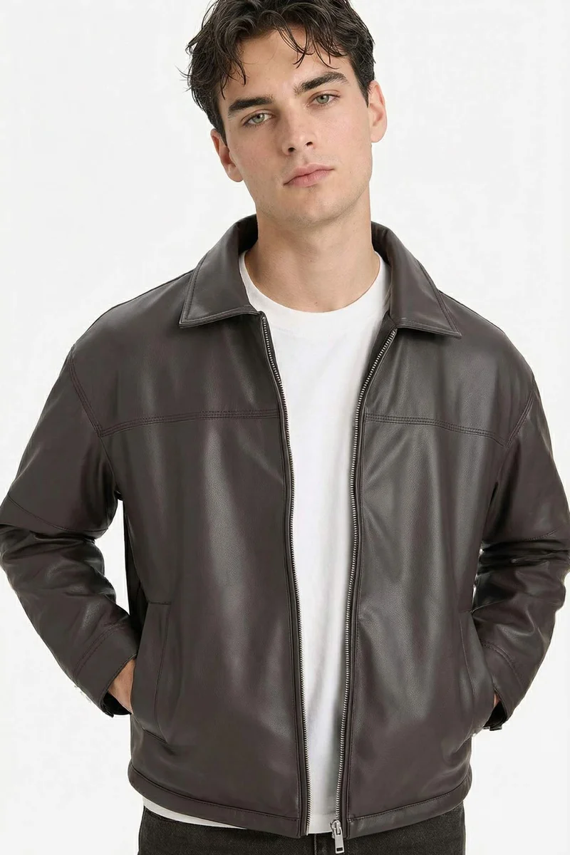 Defacto Relax Fit Faux Leather Jacket