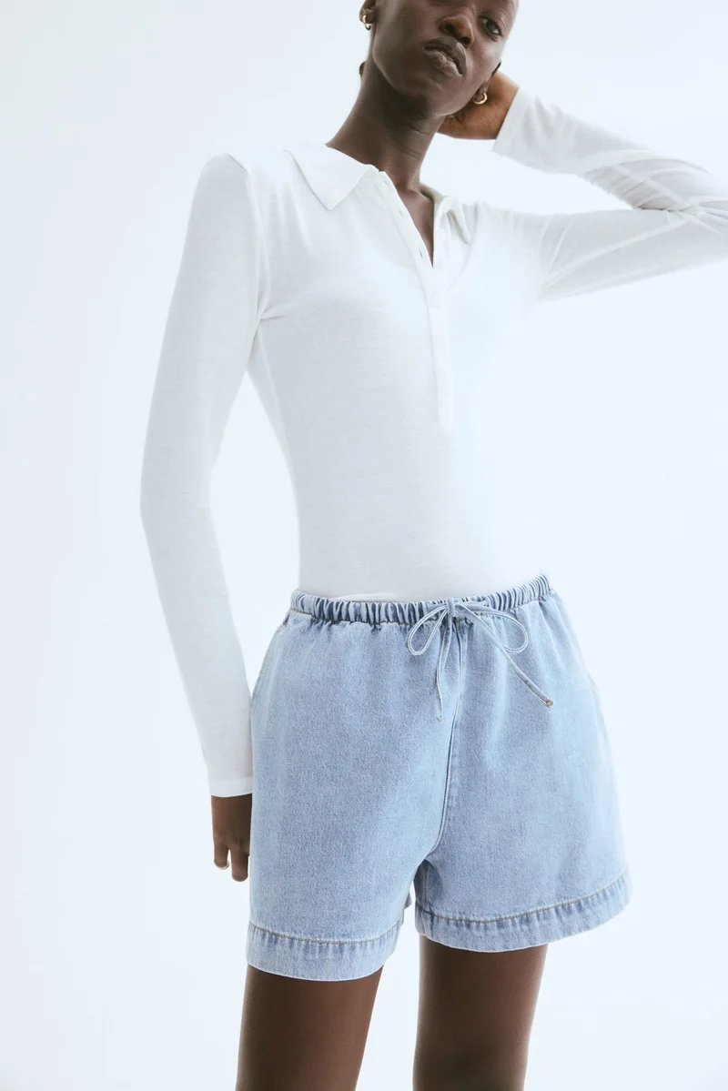 H&M Denim drawstring shorts