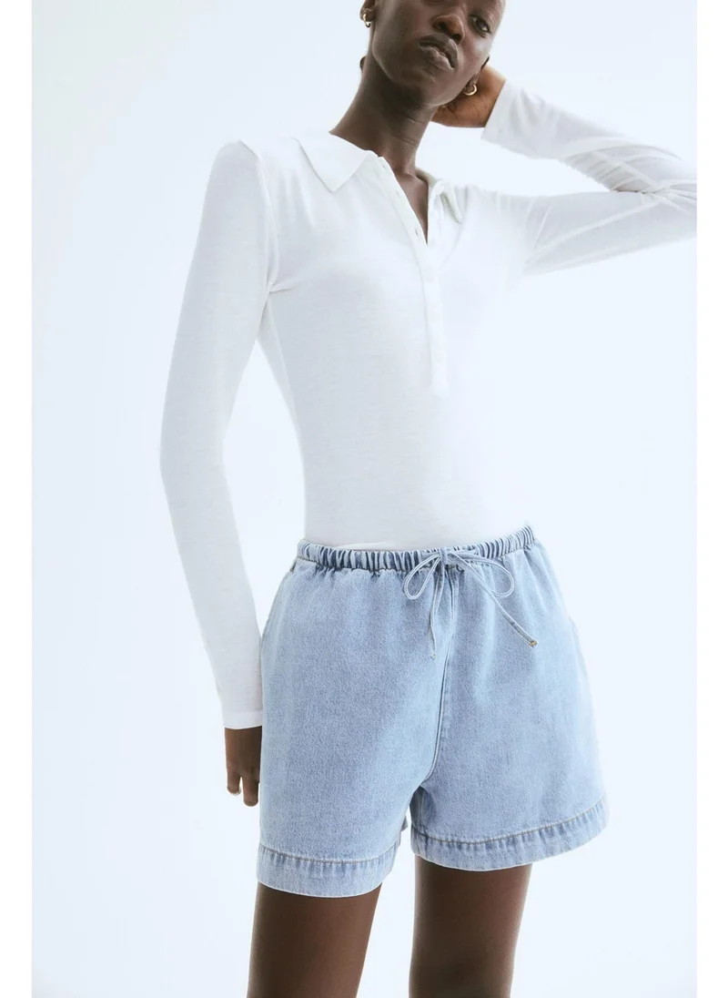 H&M Denim drawstring shorts