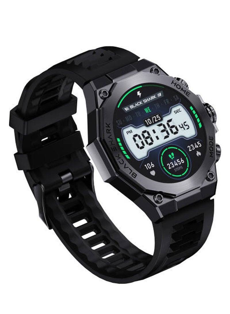 BLACK SHARK ساعة بلاك شارك S1 برو الذكية مع شاشة AMOLED بحجم 1.43 بوصة، عمر بطارية 15 يوم، أكثر من 100 وضع رياضي، مراقبة صحة الألعاب، مقاومة للماء IP68، ساعة ذكية قابلة للغسل بالكامل - أسود - Image 2