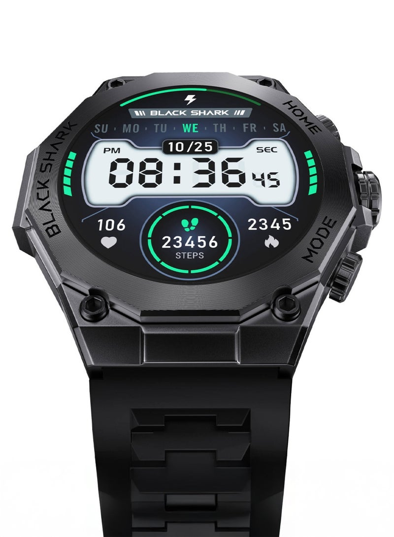 BLACK SHARK ساعة بلاك شارك S1 برو الذكية مع شاشة AMOLED بحجم 1.43 بوصة، عمر بطارية 15 يوم، أكثر من 100 وضع رياضي، مراقبة صحة الألعاب، مقاومة للماء IP68، ساعة ذكية قابلة للغسل بالكامل - أسود - Image 3