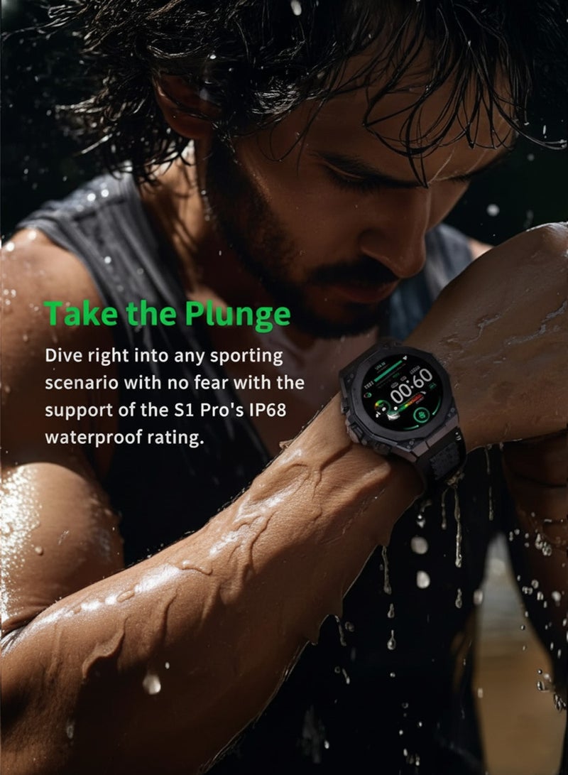 BLACK SHARK ساعة بلاك شارك S1 برو الذكية مع شاشة AMOLED بحجم 1.43 بوصة، عمر بطارية 15 يوم، أكثر من 100 وضع رياضي، مراقبة صحة الألعاب، مقاومة للماء IP68، ساعة ذكية قابلة للغسل بالكامل - أسود - Image 5