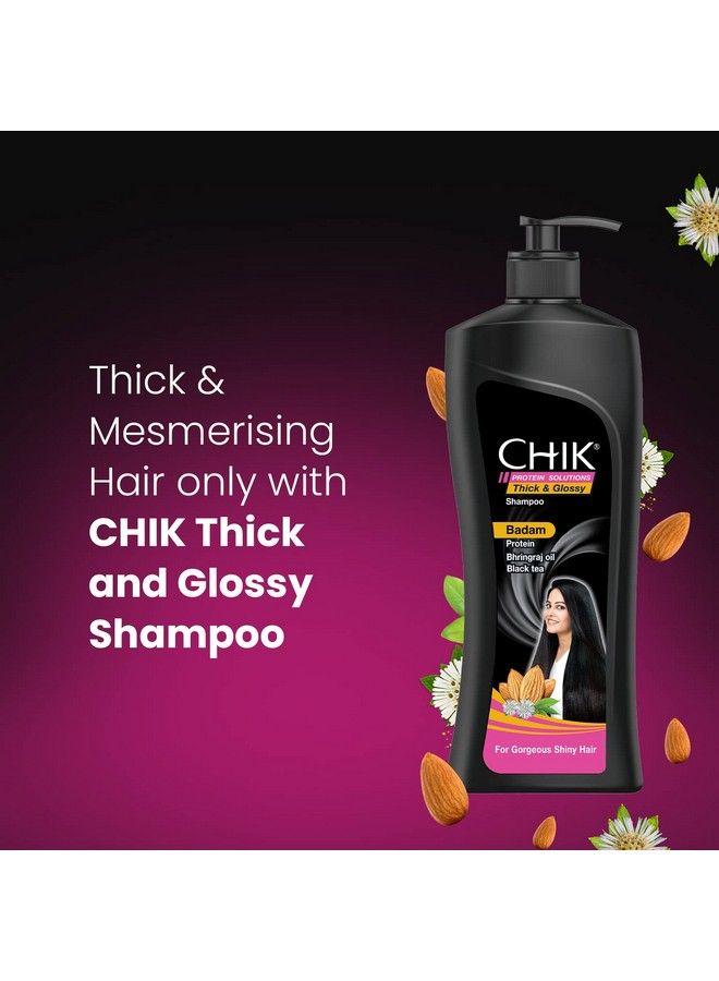 Chik Protein Solution Thick And Glossy Shampoo With The Goodness Of Badam Protein Bhringraj Oil And Black Tea For Gorgeous Shiny Hair For Men & Women1L - Image 5