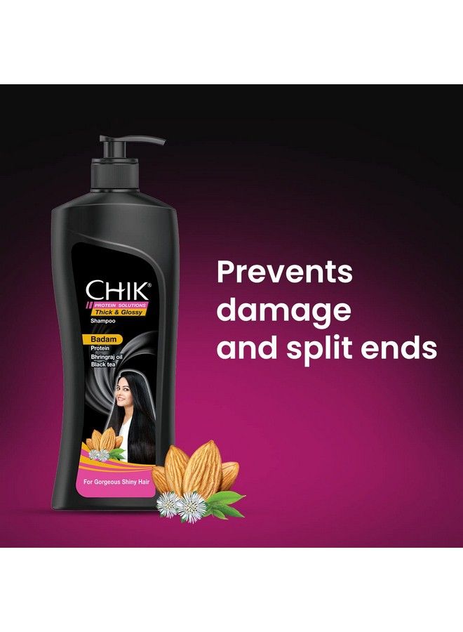 Chik Protein Solution Thick And Glossy Shampoo With The Goodness Of Badam Protein Bhringraj Oil And Black Tea For Gorgeous Shiny Hair For Men & Women1L - Image 3