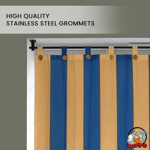 HIPPO High Density Polyethylene Outdoor Stripe Design 180 GSM Sun Blocking Balcony Loop Light-filtering Curtain Sun & UV Protection, Light Filtering for Garden Patio (Blue-Beige, 4.5FTX4.5FT) - Image 3