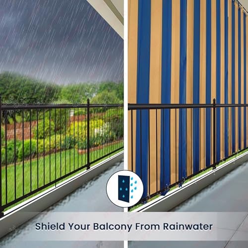 HIPPO High Density Polyethylene Outdoor Stripe Design 180 GSM Sun Blocking Balcony Loop Light-filtering Curtain Sun & UV Protection, Light Filtering for Garden Patio (Blue-Beige, 4.5FTX4.5FT) - Image 5