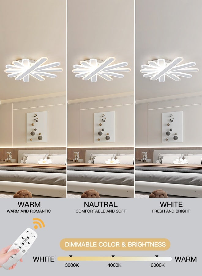 YATAI LIGHTING YATAI Modern Square White LED Semi-Flush Ceiling Light, 40–60W Dimmable Fixture with Remote, 3000K–6000K Color Temp, Modern Acrylic Light for Bedroom, Living Room, Library,50x50cm - Image 2