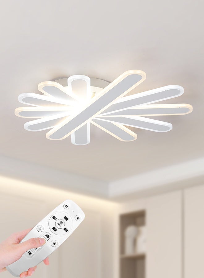 YATAI LIGHTING YATAI Modern Square White LED Semi-Flush Ceiling Light, 40–60W Dimmable Fixture with Remote, 3000K–6000K Color Temp, Modern Acrylic Light for Bedroom, Living Room, Library,50x50cm - Image 1