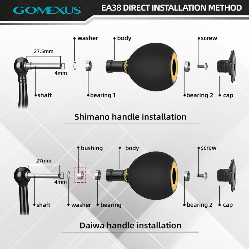 GOMEXUS Power Knob Compatible for Shimano Stella FJ 1000-5000 Biomaster 1000-5000 Nasci Daiwa 17 Exceler 2004-4000 16 Blast 3500-4000 Spinning Reel Handle Round Knob Direct Fitment 38mm - Image 3