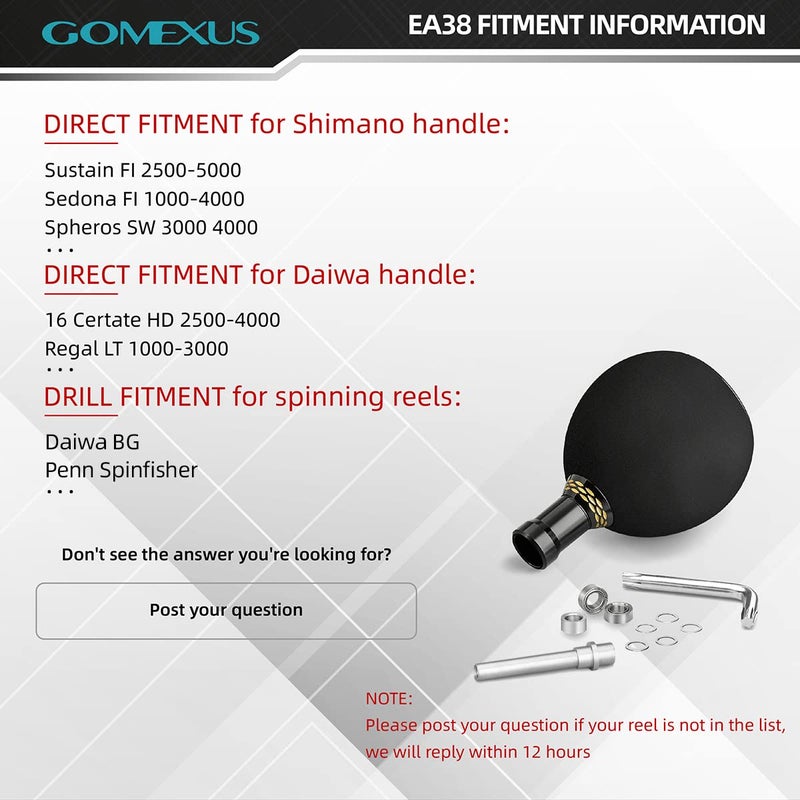 GOMEXUS Power Knob Compatible for Shimano Stella FJ 1000-5000 Biomaster 1000-5000 Nasci Daiwa 17 Exceler 2004-4000 16 Blast 3500-4000 Spinning Reel Handle Round Knob Direct Fitment 38mm - Image 2