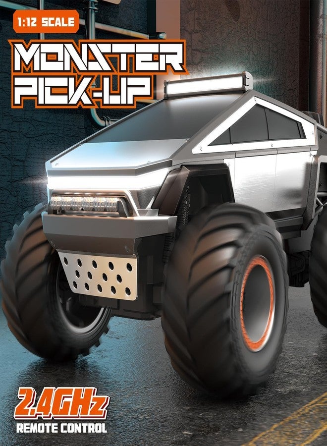 Rahisa RC Cybertruck Remote Control Car, 1:12 Scale RC Cars for Kids, 2.4GHz All Terrain Off Road RC Pickup Truck with Lights, Music and 2 Batteries, Christmas Birthday Gift for Boys Girls - Image 2