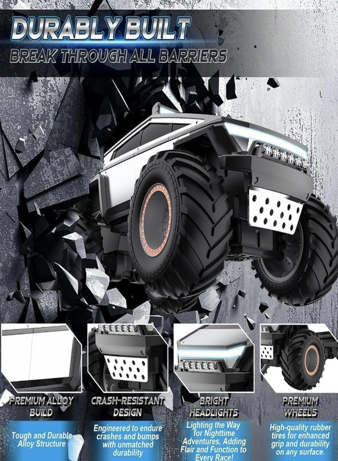 Rahisa RC Cybertruck Remote Control Car, 1:12 Scale RC Cars for Kids, 2.4GHz All Terrain Off Road RC Pickup Truck with Lights, Music and 2 Batteries, Christmas Birthday Gift for Boys Girls - Image 4
