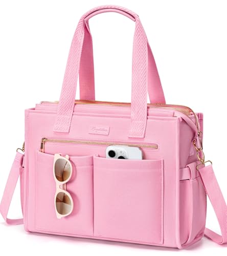 Bagstellar Canvas Tote Bag for Women, 15-Pocket Large Crossbody Purse Shoulder Satchel Handbag Bible Laptop Bag Zipper Bookbag for Teacher Nurse Work Travel College Everyday - Image 1